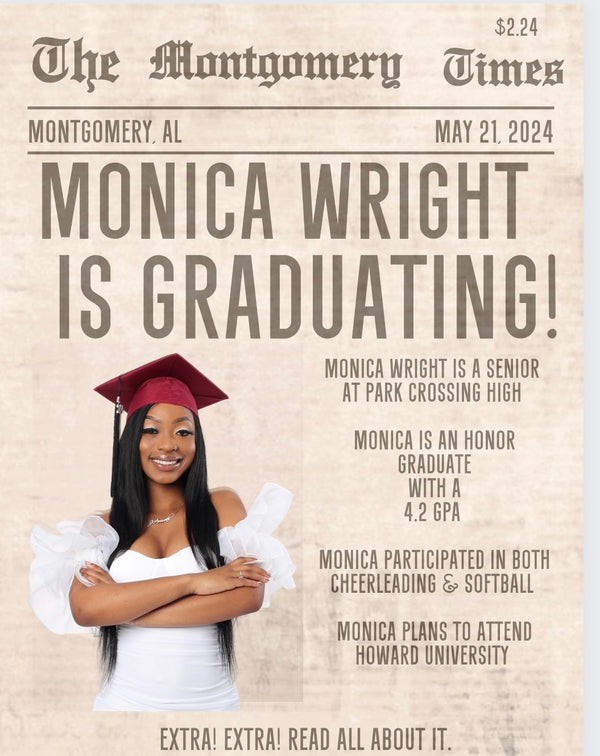 Graduation Newspaper Announcement -Digital Download